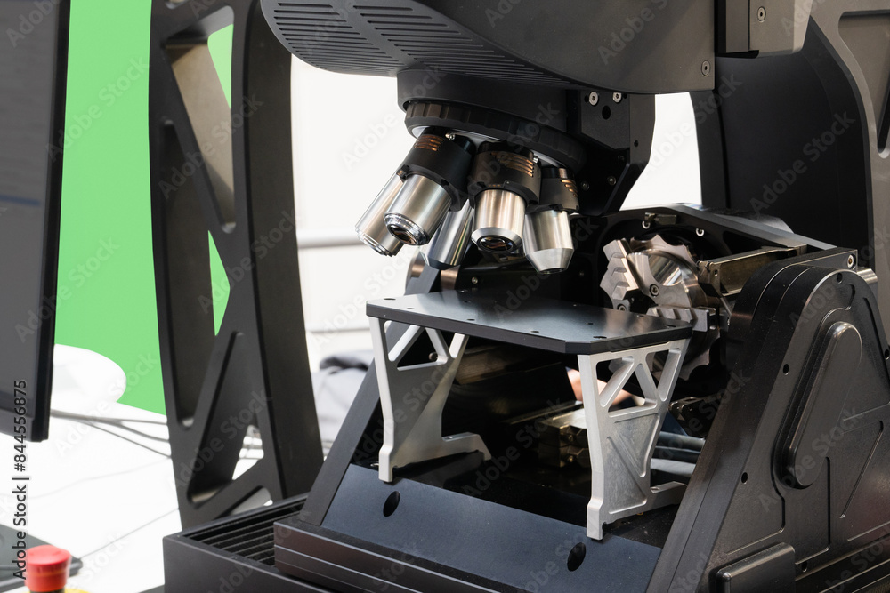 Poster optic machine for precise measurement of part size and quality evaluation. smart factory..