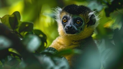 Obraz premium Wildlife capture of squirrel monkey in natural habitat