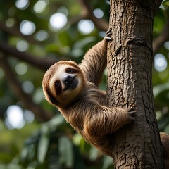 Naklejka premium Sloth Climbing A Tree Generative Art