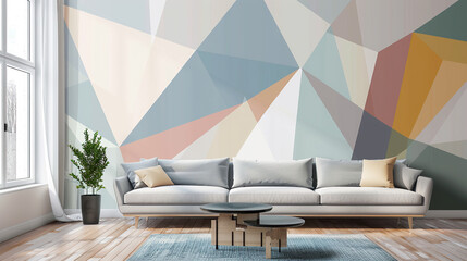 Art Home. Contemporary Colorful Interior with white sofa 