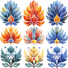The image shows nine different types of flowers