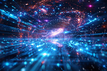 Naklejka premium Quantum internet: Illustrate a world connected by the quantum internet, enabling unprecedented security and speed