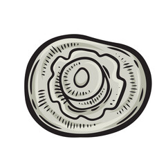 Engraved champignonl mushroom line drawing vector illustration.