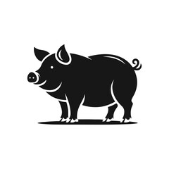 Pig Animal black silhouette vector with white color background