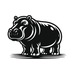 Pig Animal black silhouette vector with white color background