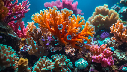 Beautiful corals underwater environment
