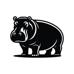 Pig Animal black silhouette vector with white color background