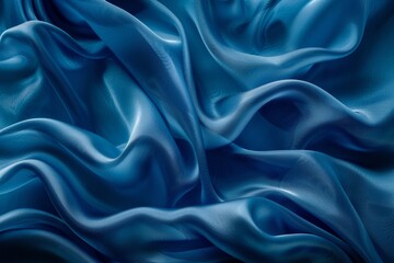 Obraz premium Silk fabric close-up: dynamic wind wave pattern in blue