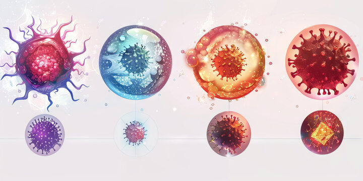 Virus Variants Evolution: A timeline showing the evolution of different variants of the novel virus, including the emergence of variants of concern and their impact on global health