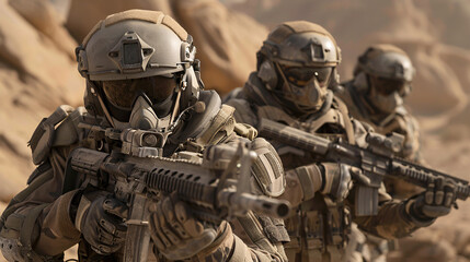 Fototapeta premium Scientists analyze rare earth minerals for high-tech military armor development