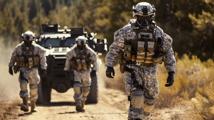 Fototapeta premium Scientists analyze rare earth minerals for high-tech military armor development