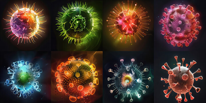 Virus Variants Evolution: A timeline showing the evolution of different variants of the novel virus, including the emergence of variants of concern and their impact on global health
