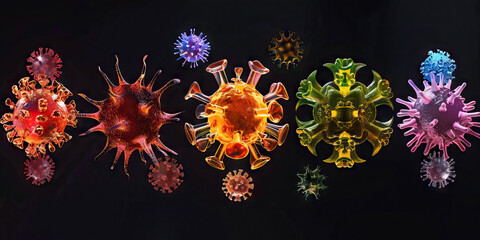 Virus Variants Evolution: A timeline showing the evolution of different variants of the novel virus, including the emergence of variants of concern and their impact on global health