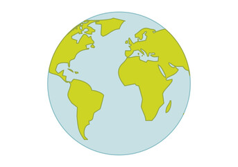 Planeta tierra verde y azul en fondo blanco