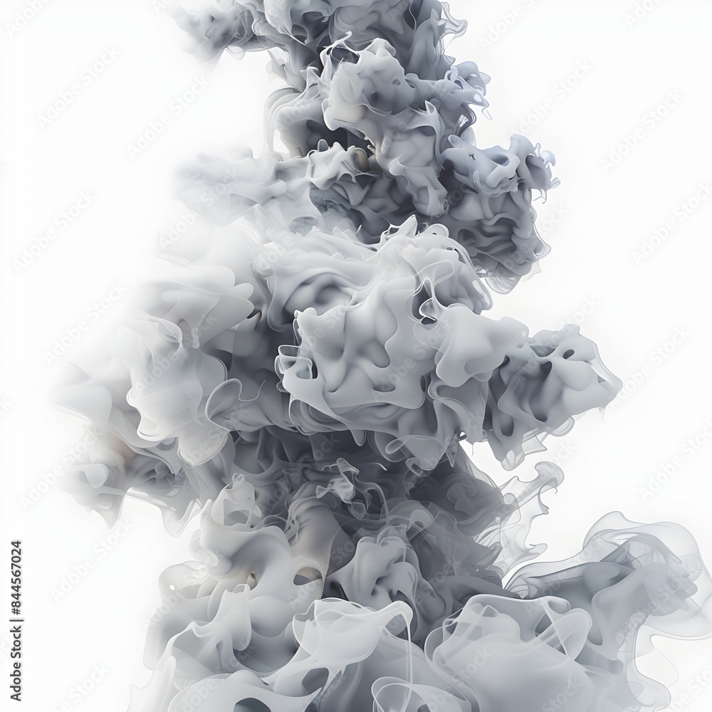Aufkleber mesmerizing monochrome smoke swirls - surreal 3d visualization of fluid dynamics on isolated white b