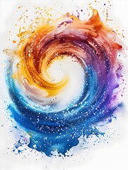 Fototapeta premium Mesmerizing Cosmic Spiral:Vibrant Watercolor Splash Forming a Galactic Masterpiece