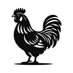 Hen Animal black silhouette vector with white color background