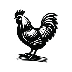 Hen Animal black silhouette vector with white color background