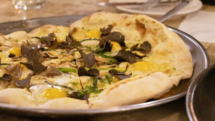 Close-up of truffle porcini mushroom pizza, photographed in Shanghai, China