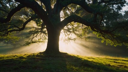 sun lights coming through the trees