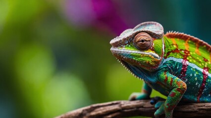 Obraz premium closeup shot of a vibrant chameleon