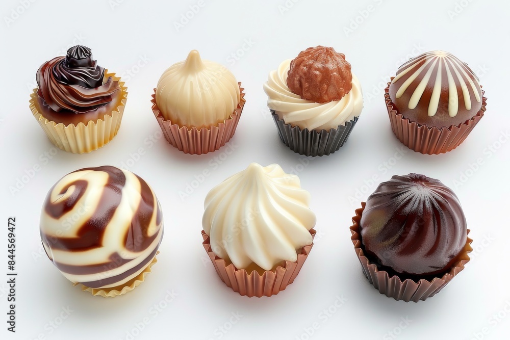 Poster elegant chocolate truffles with intricate patterns, perfect for a sophisticated and delightful desse