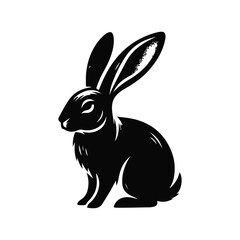 Hare Animal black silhouette vector with white color background