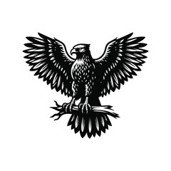 Hawk Animal black silhouette vector with white color background