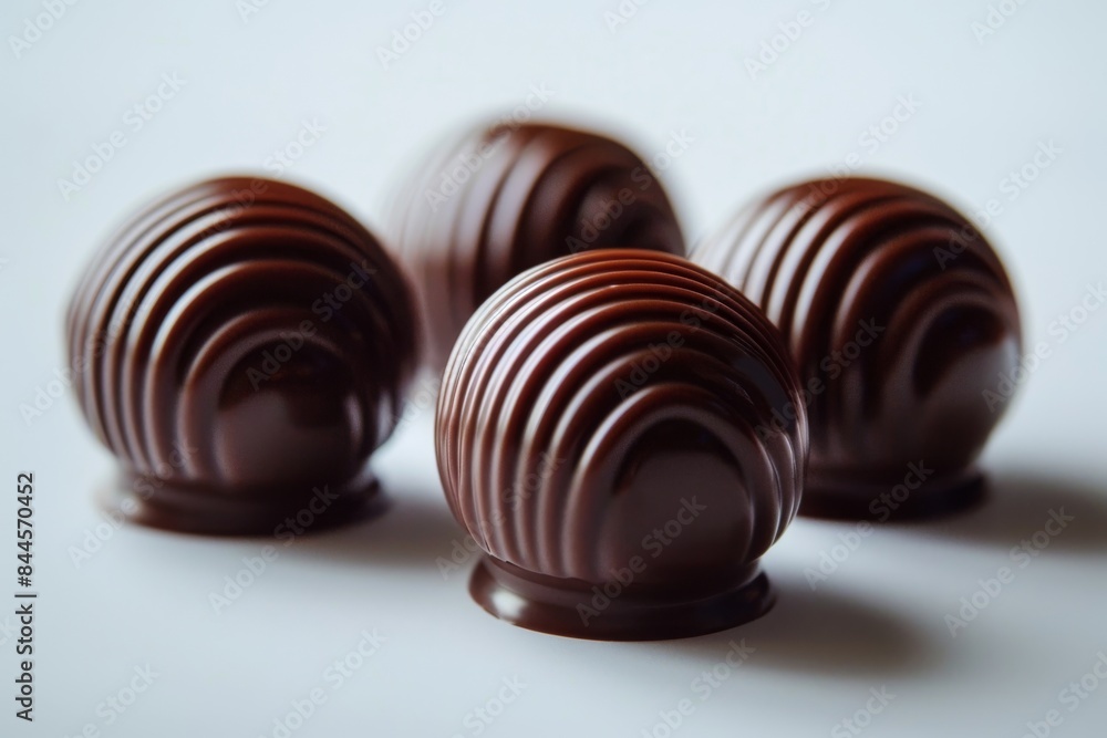 Poster elegant chocolate truffles with intricate patterns, perfect for a sophisticated and delightful desse