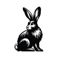 Hare Animal black silhouette vector with white color background