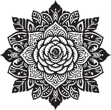 recommend clip art: Rose flower mandala silhouette vector art illustrator 