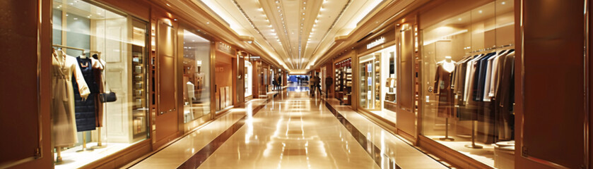 High-end boutique shopping alley on a cruise, luxury brands and exclusive items
