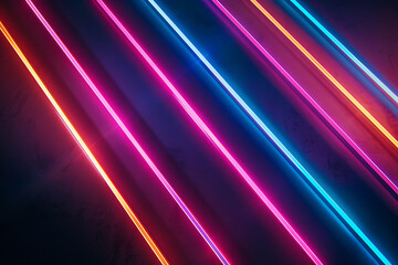 Fototapeta premium Colorful neon lines creating a dynamic pattern against a sleek black background, showcasing modern and vibrant design.