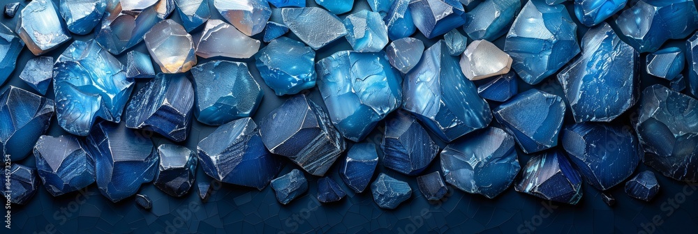 Poster blue triangular facets creating a dynamic geometric mosaic in a modern abstract background