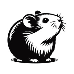 Hamster Animal black silhouette vector with white color background