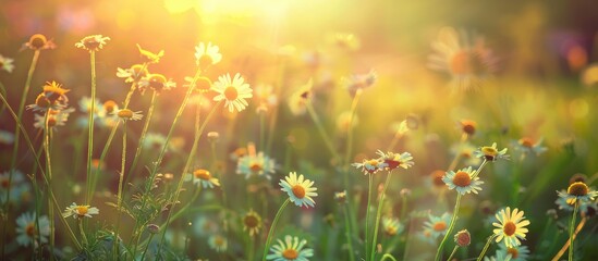 Daisy flowers in a beautiful garden during summer or spring