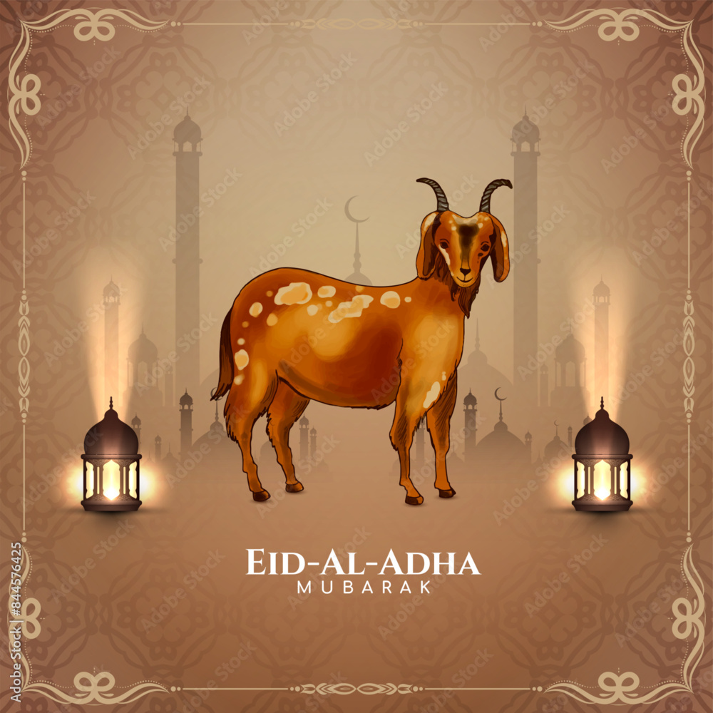 Poster religious eid al adha mubarak islamic festival decorative banner