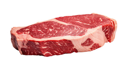 Fototapeta premium Raw beef steak on white isolated on clear png background and transparent background. food drink and dessert concept for cafe and restaurent, AI generative. 