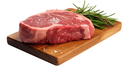 Raw beef steak on white isolated on clear png background and transparent background. food drink and dessert concept for cafe and restaurent, AI generative. 