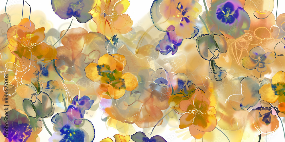 Poster elegant pattern with tulips, design elements.