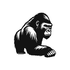 Gorilla Animal black silhouette vector with white color background