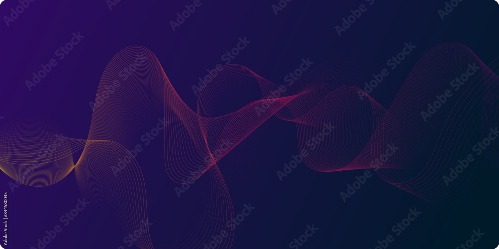 Aufkleber Abstract colorful particles wave line on dark blue gradient background. Digital glowing futuristic technology concept abstract background. Dynamic waves use for business modern concept. vector.