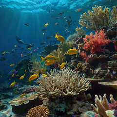 A serene underwater garden with vibrant corals. generative ai