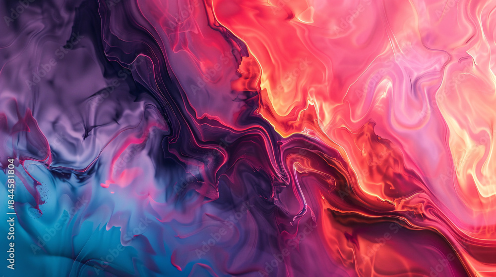 Poster Abstract digital artwork of a colorful explosion on a black background