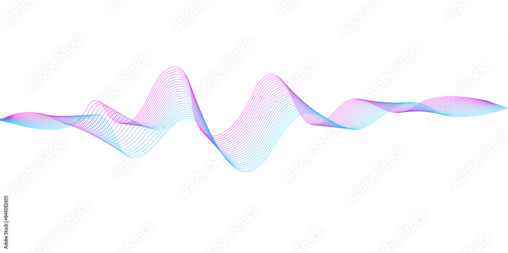 Fototapete dynamic sound wave isolated on white background. musical particle pulsing. blue energy flow concept.