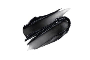 Charcoal toothpaste swatch isolated on transparent background. Black charcoal whitening toothpaste...