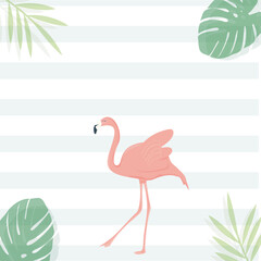 flamingo background invitation. tropical plants flamingo.