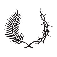 black crown of thorns and palm branch isolated on white background © Alexkava