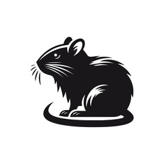 Gerbil Animal black silhouette vector with white color background