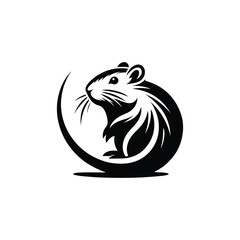 Gerbil Animal black silhouette vector with white color background
